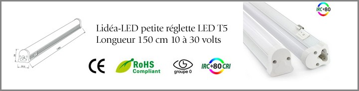 Lidéa-LED petite réglette LED T5 Longueur 120 cm 10 à 30 volts